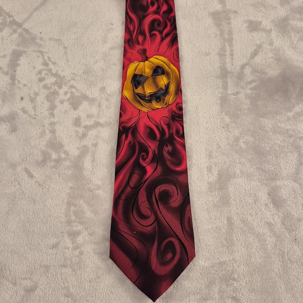 J. Garcia Halloween Pumpkin Neck Tie Butterfly Trap Fifty-Four, 100% Silk